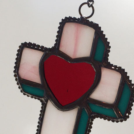 stained　Cross Heart:pink