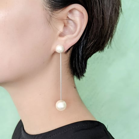 복ピアス× 福パールキャッチ　シルバー