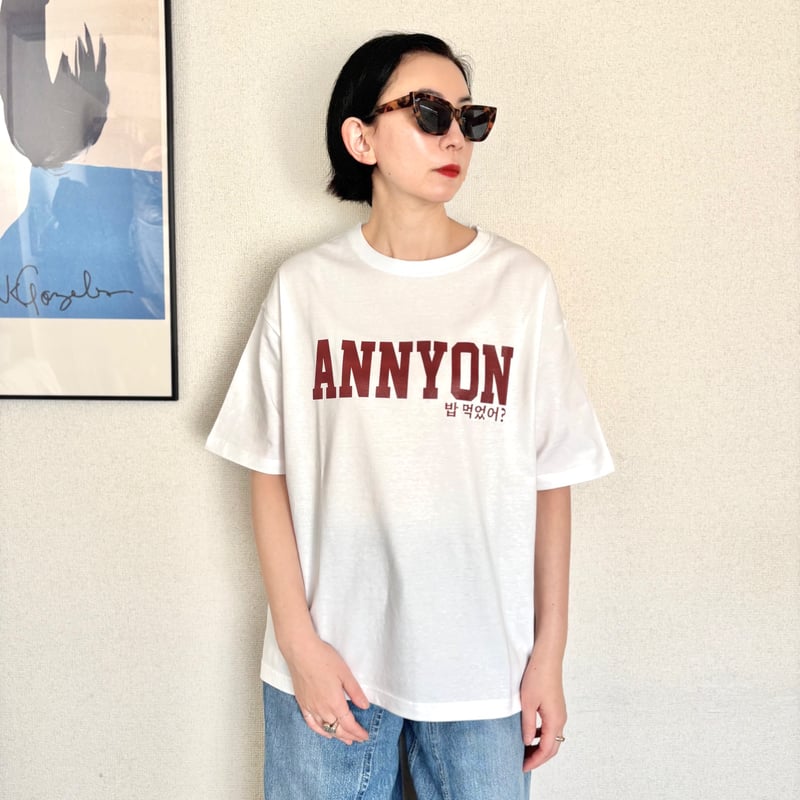 ANNYON アンニョン ゴハン食べた? Tシャツ ホワイト ANNYON 밥 먹었어?(アンニョン パンモゴッソ?)ビッグ