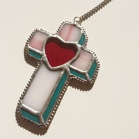 stained　Cross Heart:pink