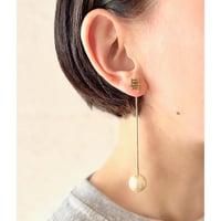 복ピアス×福パールキャッチ　ゴールド