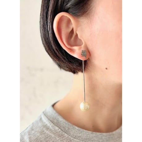 복ピアス× 福パールキャッチ　シルバー