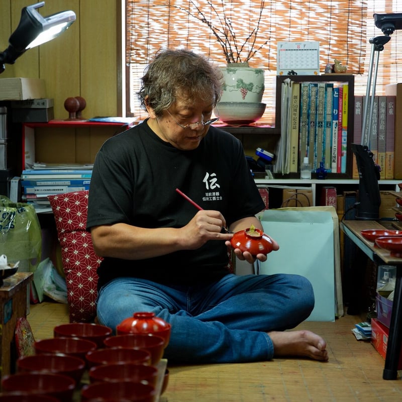 雑煮椀 吉野絵 朱 刷毛目 | 漆琳堂 オンラインストア