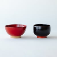 【飯椀と小鉢2点セット】 飯椀レッドと小鉢溜