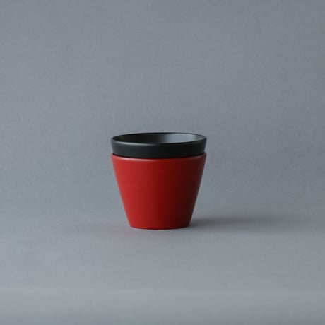 越前硬漆 水月器 朱