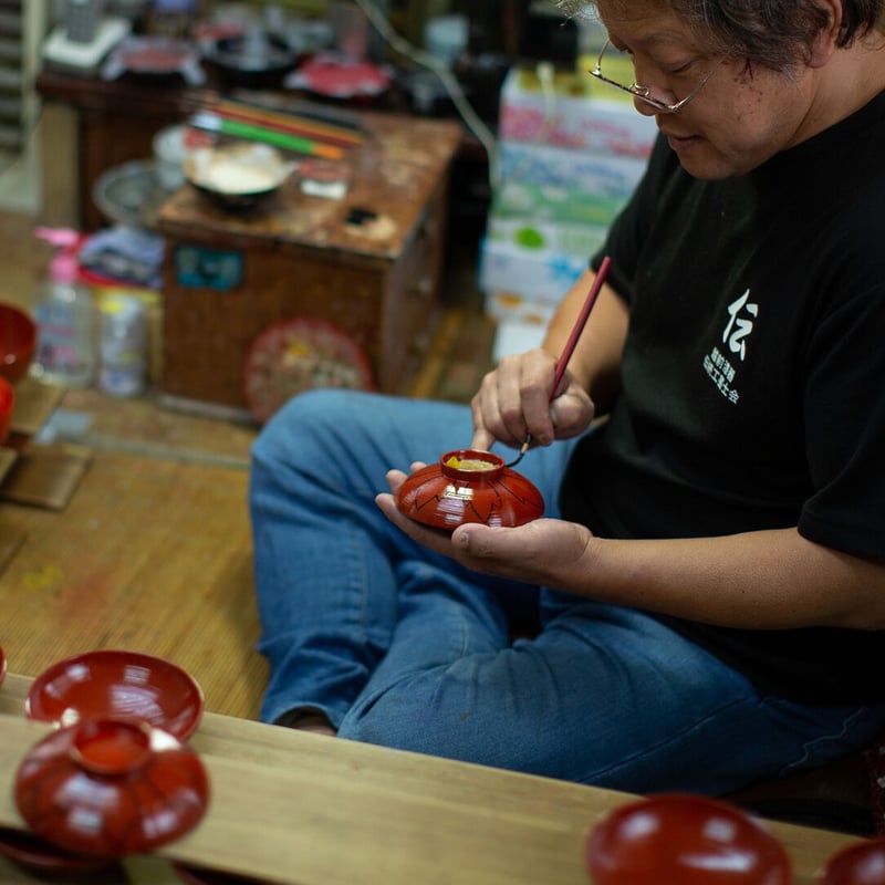 雑煮椀 吉野絵 朱 刷毛目 | 漆琳堂 オンラインストア