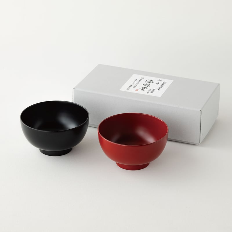 夫婦セット】 黒と朱（汁椀サイズ4寸） | 漆琳堂 オンラインストア
