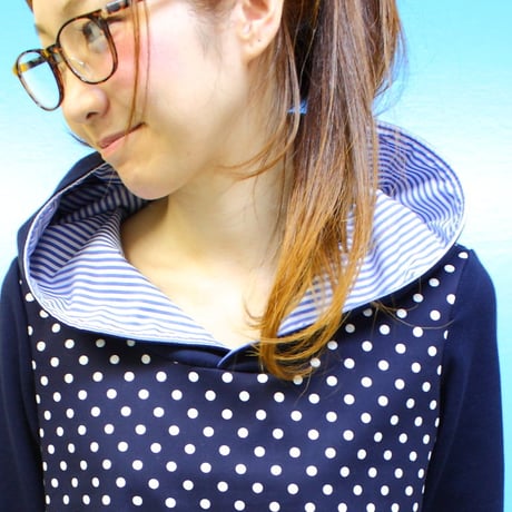 定番フードワンピース♡（ネイビー×dot)