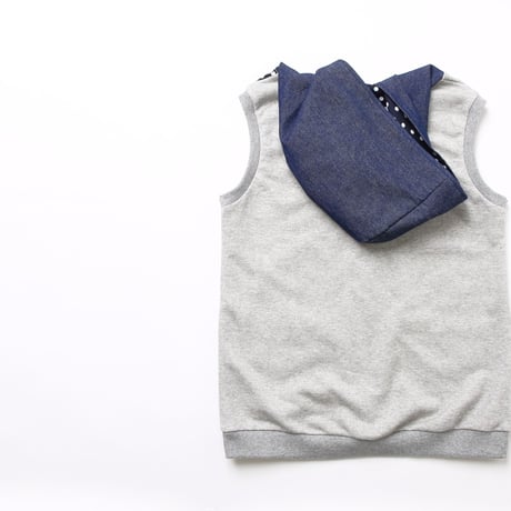 水玉mixフードパーカー♡sleeveless