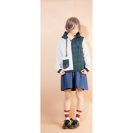 ウールmixフードパーカー♡ブラックウォッチ