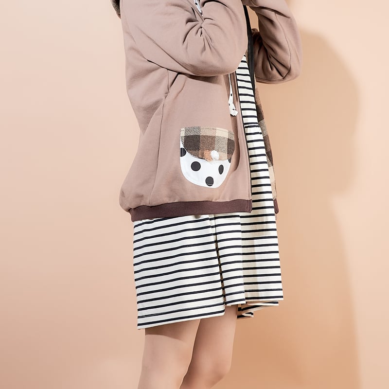 ブロックブラウンチェックmixフードパーカー♡ | SNOWPY