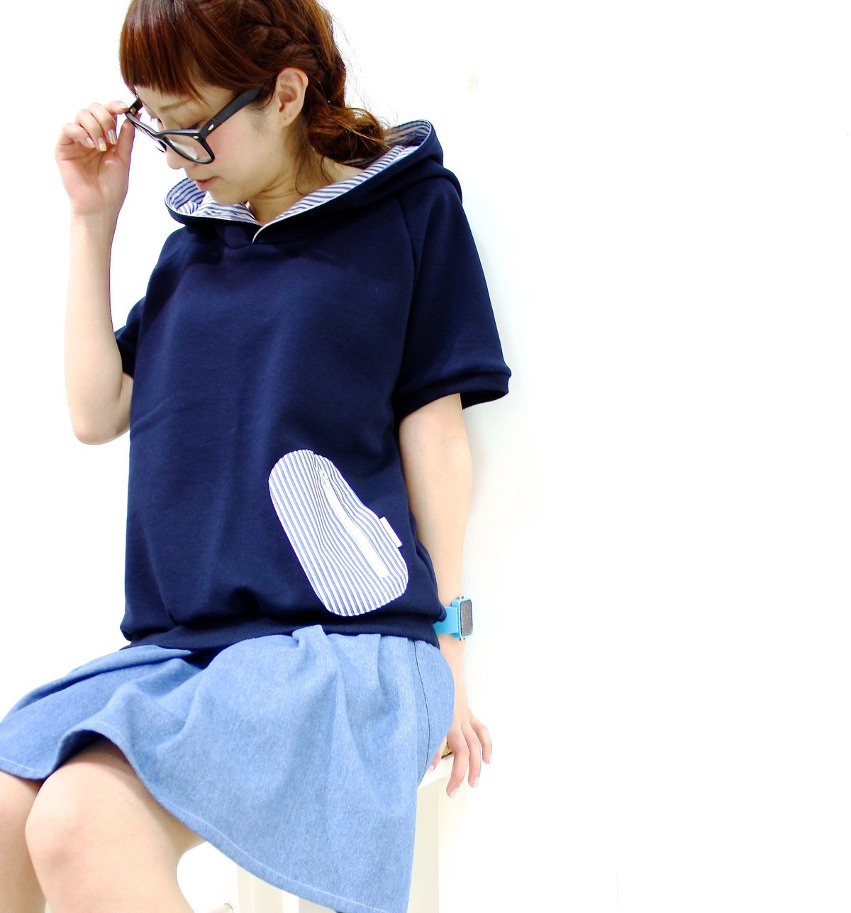 ストライプポケットのパーカー半袖♡NEWストライプ | SNOWPY♡(スノウピー)