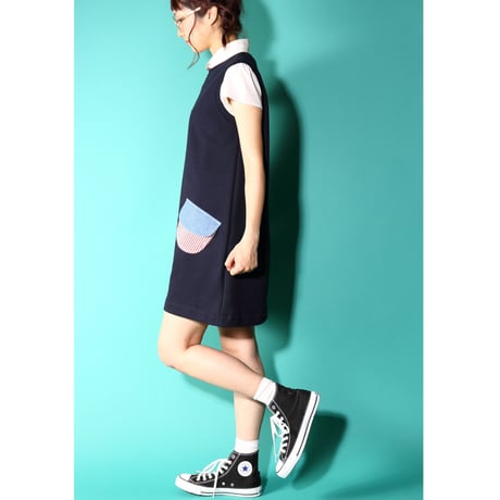 スノウピーのsleevelessワンピース♡ネイビー