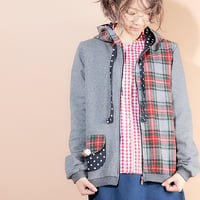 チェックmixフードパーカー♡