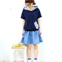 ストライプポケットのパーカー半袖♡NEWストライプ