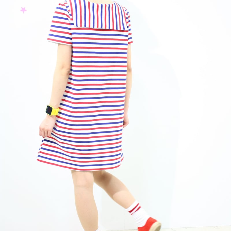 スノウピーオリジナル☆トリコロールセーラーカラーワンピース 