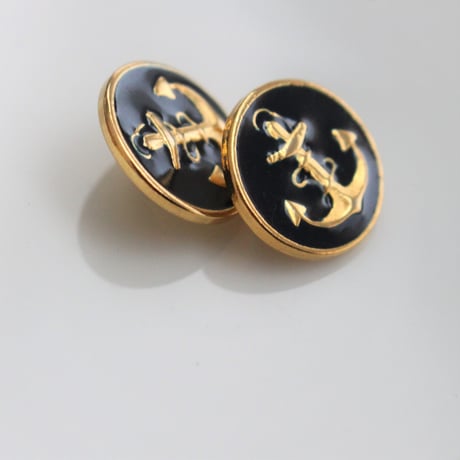 france vintage 　ボタン2個セット(navy)  15㎜　　367t