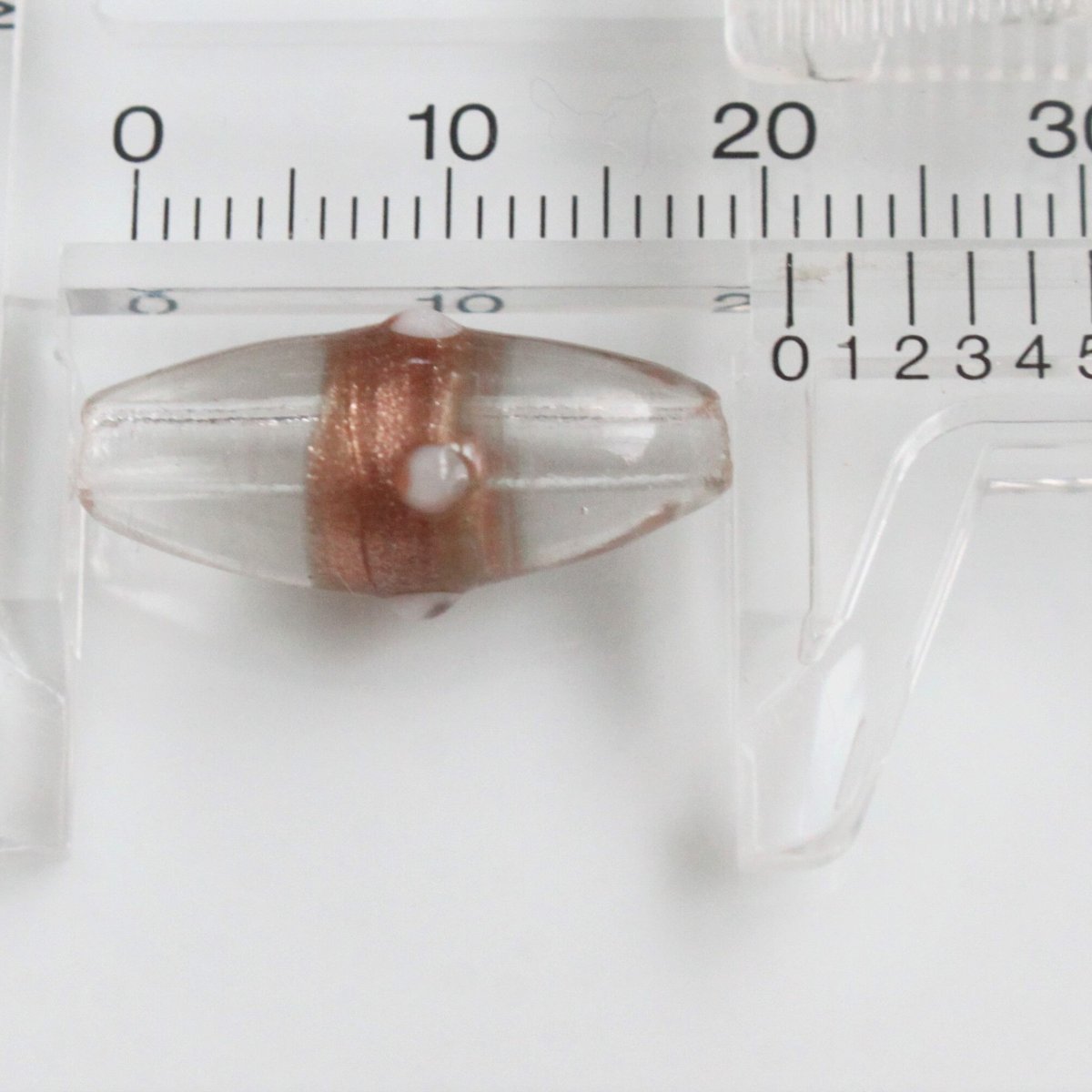 ナツメ型ガラスビーズ （ｸﾘｱｺﾞｰﾙﾄﾞ）2個 21㎜ ヴィンテージベネチアン