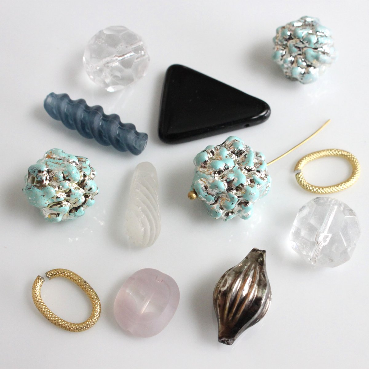 クリアガラスビーズ ファセット14㎜ ドイツ製80年代ヴィンテージ 410