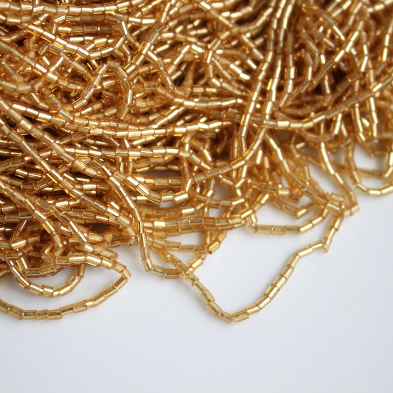 アンティーク竹ビーズ Ø1.5㎜（ｺﾞｰﾙﾄﾞ）1束 1920年代 フランス製 S328 |