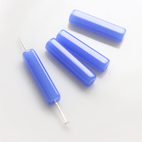ガラスチューブビーズ （ブルー）4本　20㎜　フランス現行　144