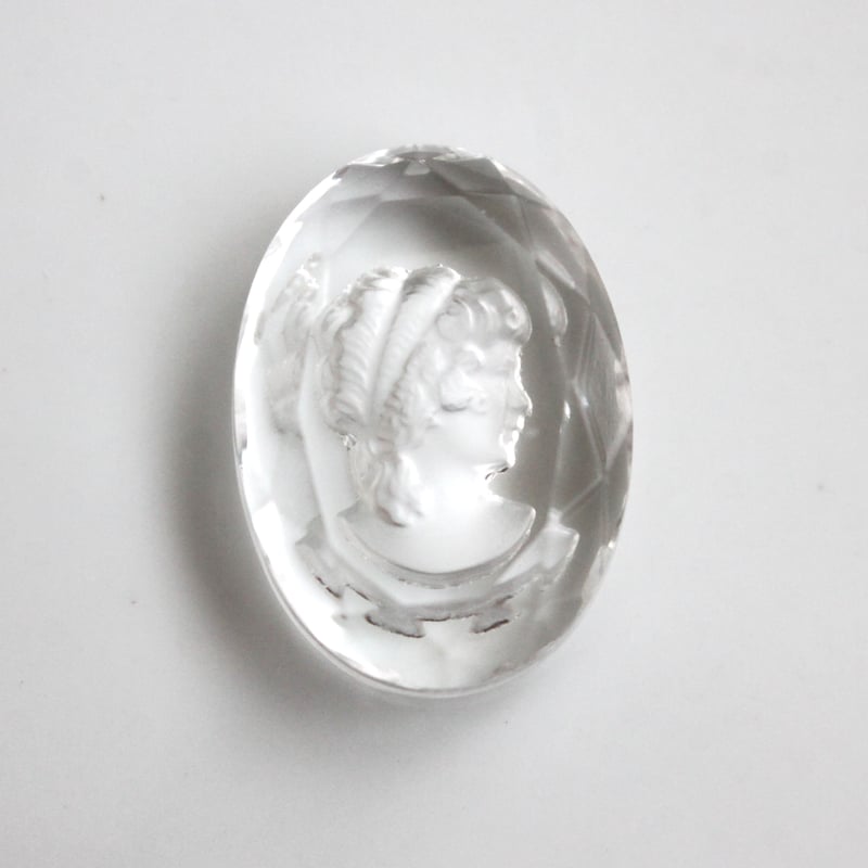 厚みのあるガラスインタリオ 25×18㎜（クリア）フランス