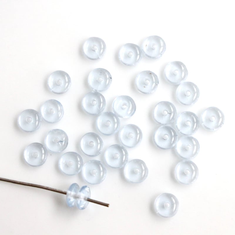 ちいさなロンデル ガラスビーズ30個（ﾌﾞﾙｰ）5㎜ チェコヴィンテージ