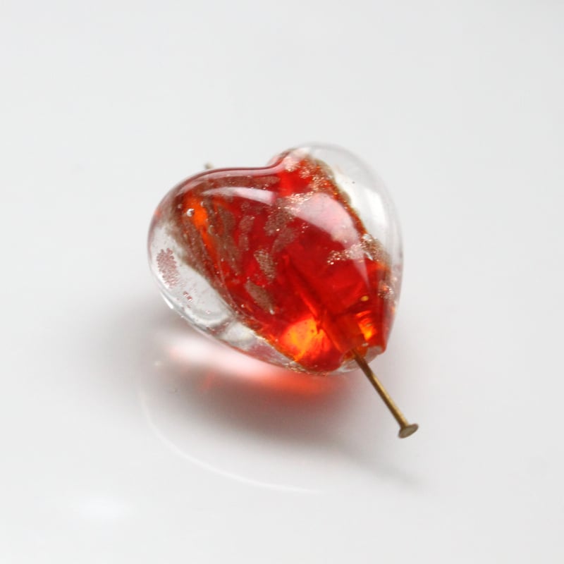 ランプワークガラスビーズ 20㎜（ハート） フランスヴィンテージ 462