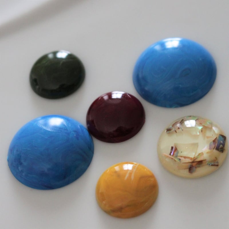 水色マーブル カボション 2.5㎝ フランスヴィンテージパーツ563 | Le