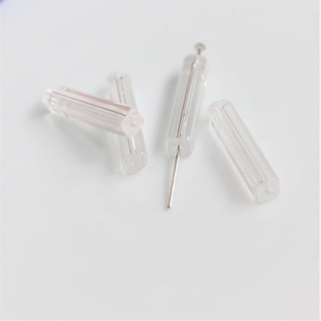 ガラスチューブビーズ （クリア）4本　20㎜　フランス現行　143
