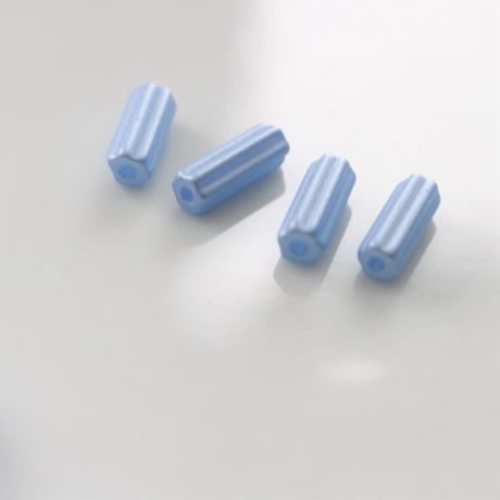 ガラスチューブビーズ4本セット　metallic Baby blue　フランス　240