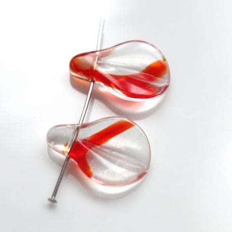 花びら型クリアガラスビーズ2個　19㎜　 フランス現行　186