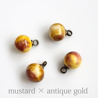 .  カン付きラウンドパーツ7㎜（Mustard x antique gold）4個　チェコヴィンテージ