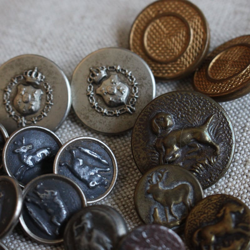 ハンティングボタン】鹿のメタルボタンMFBP GRENOBLE 16㎜ フランス