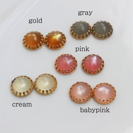 メタル台座付きカボション13㎜（babypink）フランス　　764