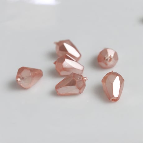 ドロップ型カットガラスビーズ10㎜　6個（Pink）フランス　427