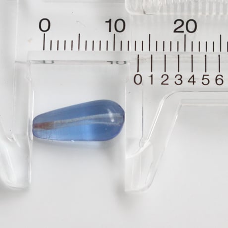 .古い細長ドロップガラスビーズ14㎜　4個（blue）　フランスヴィンテージ　215