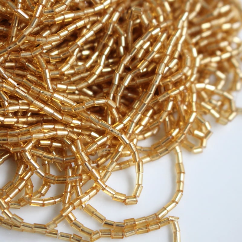 アンティーク竹ビーズ Ø1.5㎜（ｺﾞｰﾙﾄﾞ）1束 1920年代 フランス製 S328 |