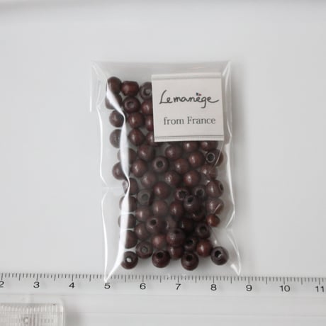 .ちいさなラウンド型ウッドビーズ（濃茶）5㎜　フランスヴィンテージ