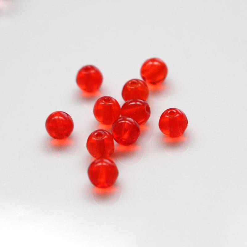 GRAPEVINE 新しい果実 クリアレッド カラーヴァイナル ラウンドガラスビーズ10個（ｸﾘｱﾚｯﾄﾞ）5㎜ チェコヴィンテージ