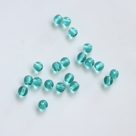 .ラウンドガラスビーズ3.5㎜　20個（bluegreen）　チェコ80年代ヴィンテージ