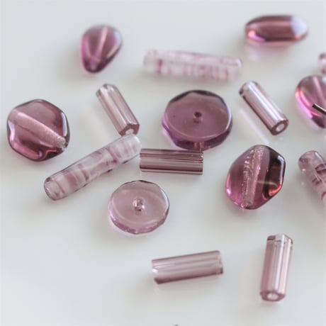 ガラスチューブビーズ4本セット　 clear purple　フランス　265