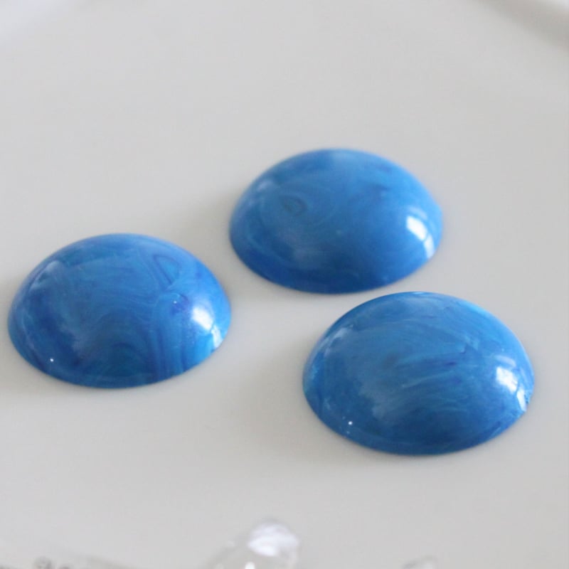 水色マーブル カボション 2.5㎝ フランスヴィンテージパーツ563 | Le  