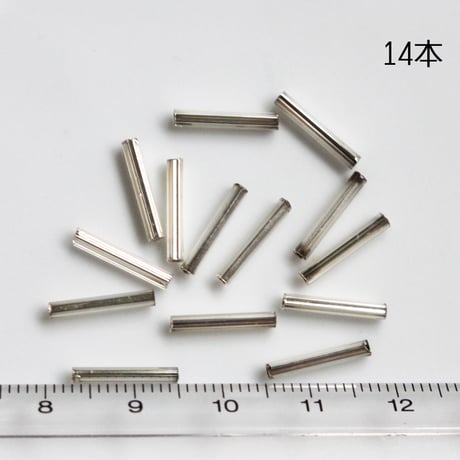 竹ビーズ 12㎜×Ø2㎜（ｼﾙﾊﾞｰ)14本　フランスヴィンテージ　750