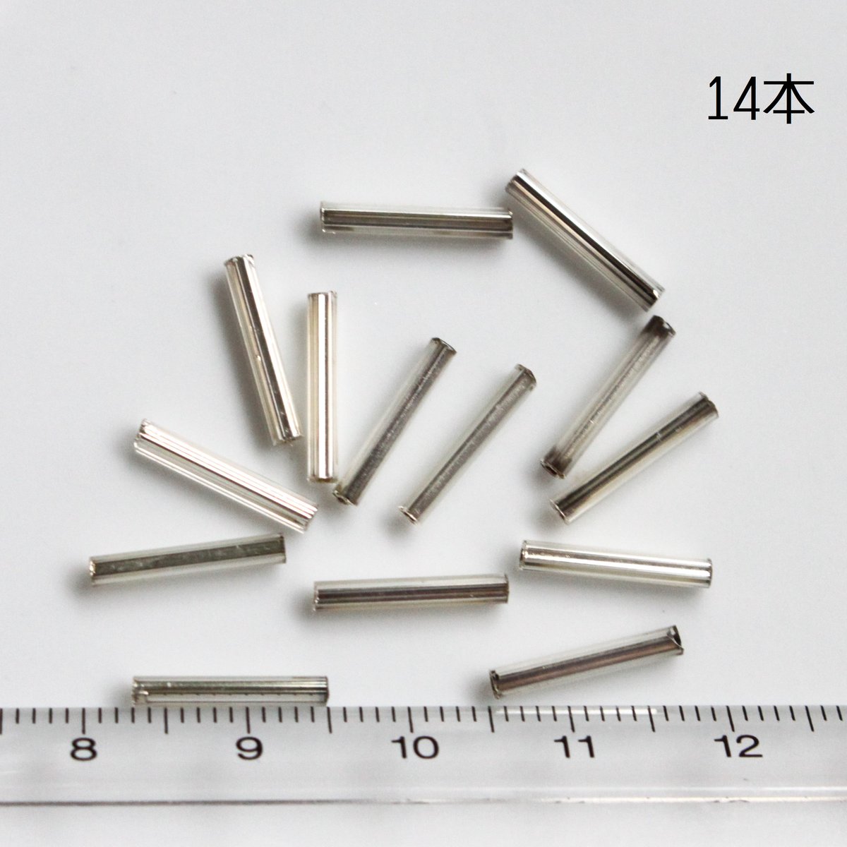 竹ビーズ 12㎜×Ø2㎜（ｼﾙﾊﾞｰ)14本 フランスヴィンテージ 735 | Le