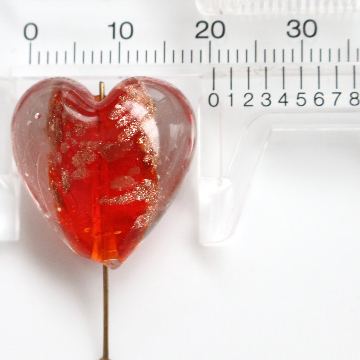 ランプワークガラスビーズ 20㎜（ハート） フランスヴィンテージ 462