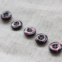 .  四つ穴セルロイドボタン 11㎜ (ブラック・ブラウン） 　ヴィンテージボタン