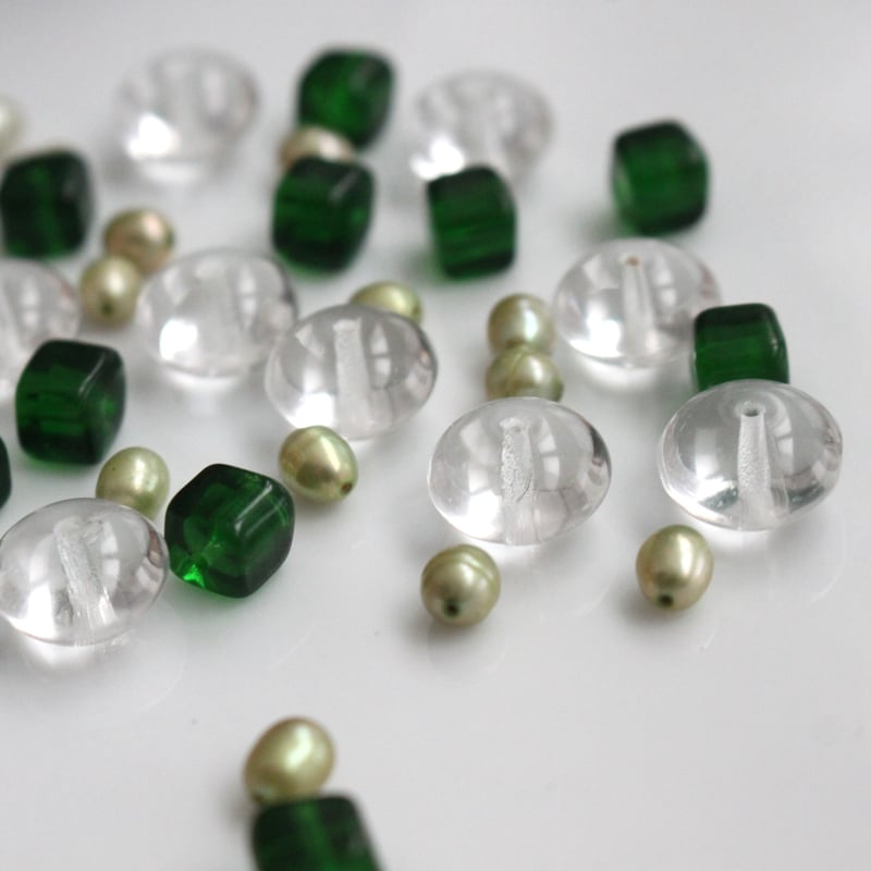 フランスアンティーク グリーンガラスの小さな器 4個 PORTIEUX