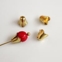 フラワー型ビーズキャップ4個set（S）6㎜（ｺﾞｰﾙﾄﾞ花びら4枚）フランスヴィンテージ 714