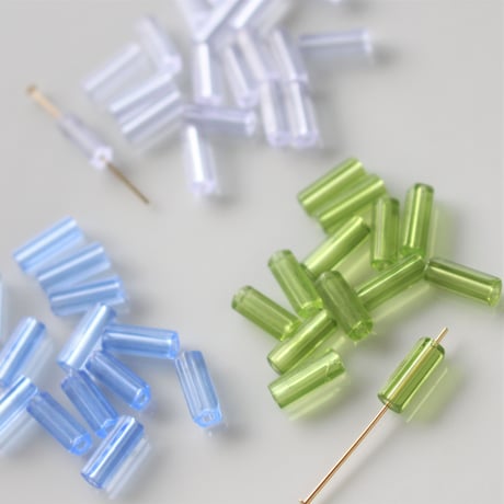 ガラスチューブビーズ4本セット　 clear blue　フランス　424